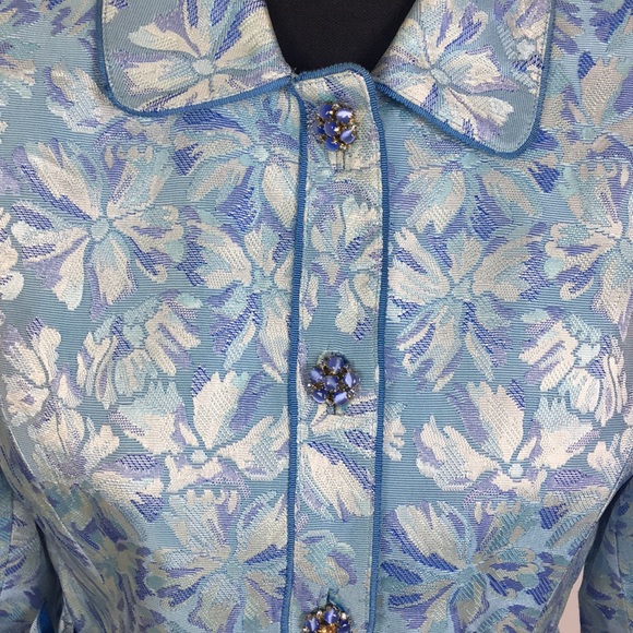 NIPON BOUTIQUE Woman’s Blazer Blue Floral Size 8 - Picture 2 of 6